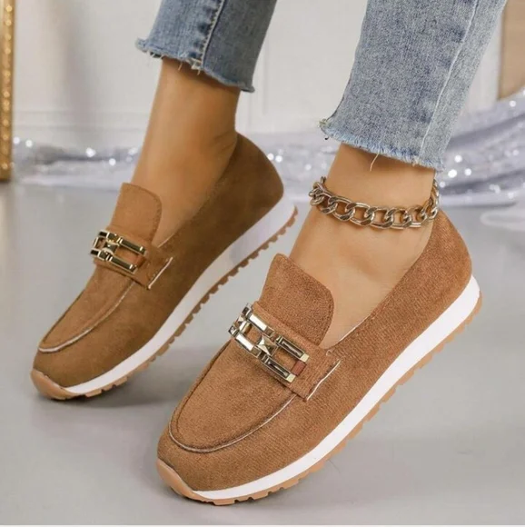 SHEIN Brown and Gold Flats Moccasin-Style Loafers - Picture 11 of 11